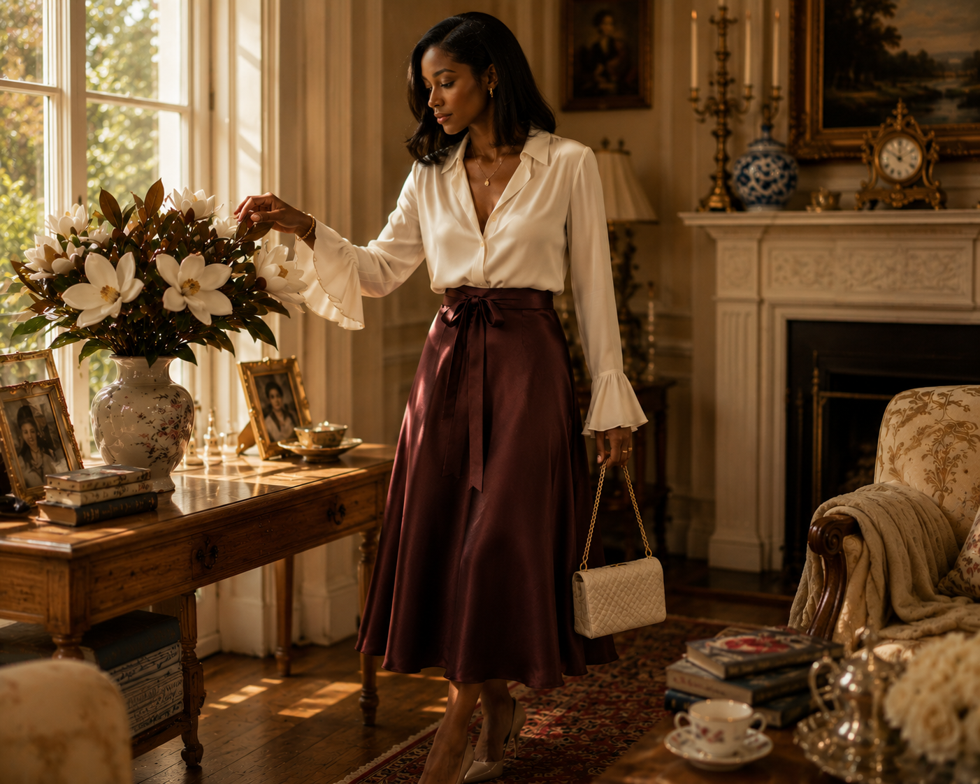 The Velvet Oak Midi Skirt